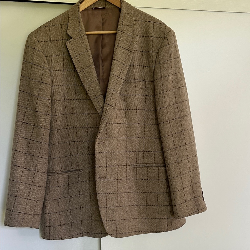 Tommy Hilfiger Brown Wool Checkered Blazer